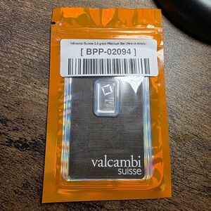 Valcambi Suisse 2.5g Platinum Bar in Assay